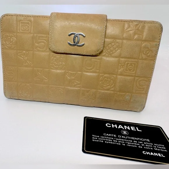Chanel Long Wallet with Coin Pocket Precious Symbols Camel Leather Authentic y2k - Picture 16 of 16